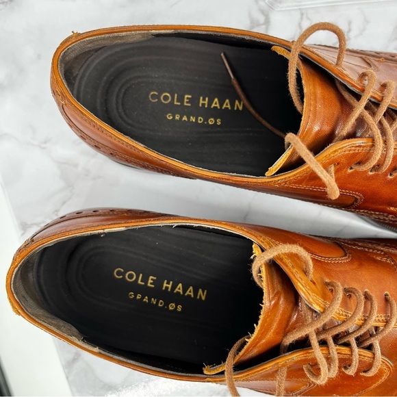 COLE HAAN JAY GRAND Wingtip Leather Oxford Shoes Size 11 M Classic Preppy Brown - Picture 2 of 9